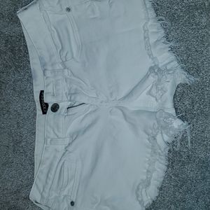 Express white shorts, slight discolor on top at waistband